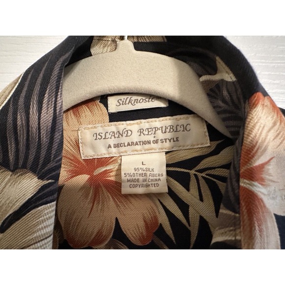 Island Republic Mens Short Sleeve Hawaiian 100% Silk Button-Up Shirt Large - Picture 3 of 4